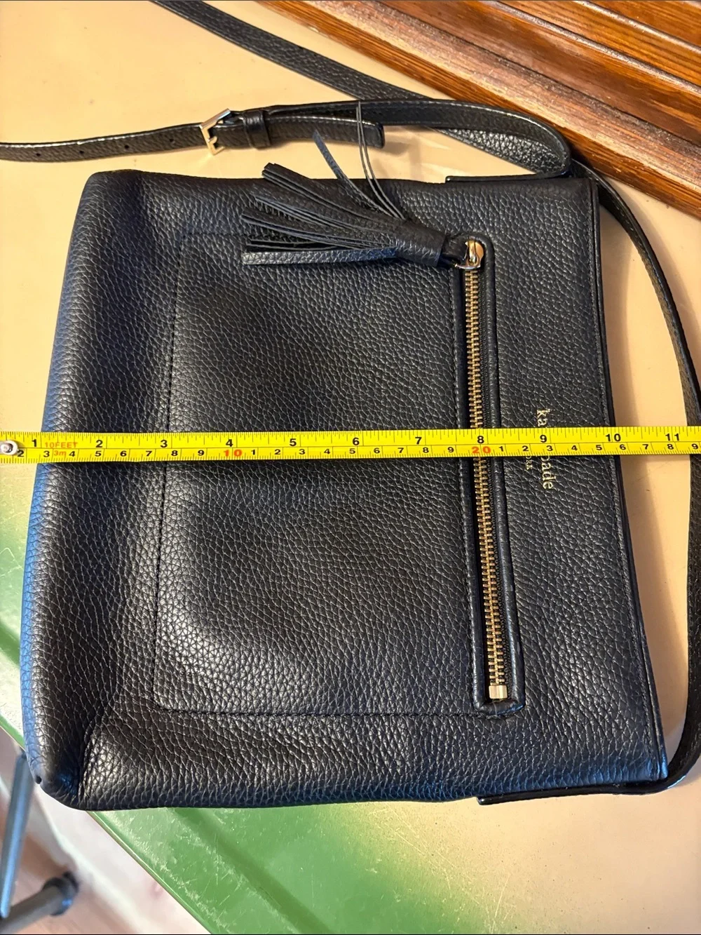 Kate Spade Black Leather Crossbody Bag with Tassel
